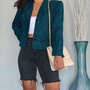 Vintage cropped wide shoulder blazer